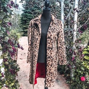 Faux fur cheetah print coat